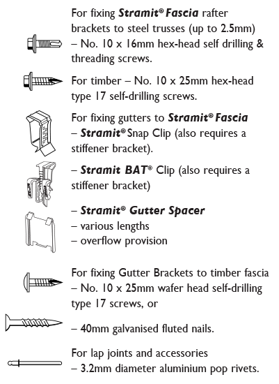 fasteners gutters qld nt stramit